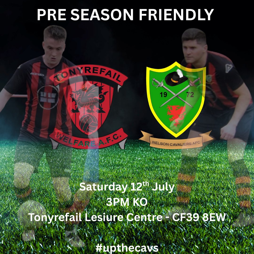 Nelson Cavaliers AFC (@nelsoncavsafc) on Twitter photo 🗣️🔴⚫️⚽️YFORY
Pre season action continues for our 1st team tomorrow who travel to <a href="/TonWelfareAFC/">Tonyrefail Welfare AFC</a> #preseason #upthecavs 🗣️🔴⚫️⚽️YFORY
Pre season action continues for our 1st team tomorrow who travel to <a href="/TonWelfareAFC/">Tonyrefail Welfare AFC</a> #preseason #upthecavs