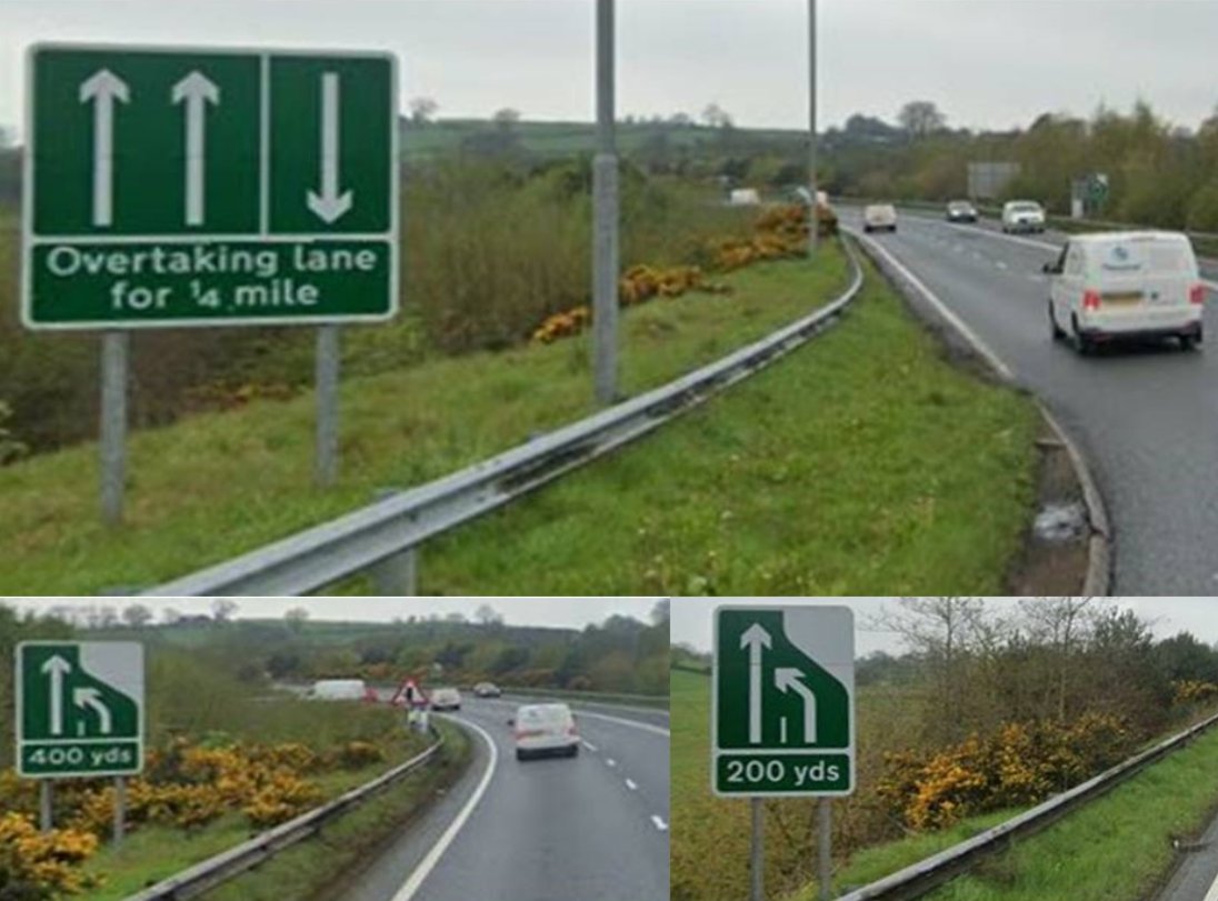 roadtozero's tweet image. HWC Rule 139. Climbing and crawler lanes.
These are provided on some hills.
Use this lane if you are driving a slow-moving vehicle or if there are vehicles behind you wish to overtake.
Be aware of the signs and markings which indicate the lane is about to end.
@NIRoadPolicing