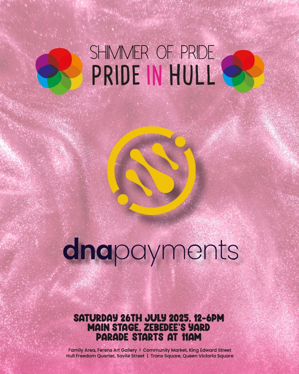prideinhull's tweet image. 🏳️🌈 Huge thanks to our Pride Partner, DNA Payments! 💳✨ They're supporting #PrideInHull with a commitment to diversity and inclusion! 🌈
Get involved: #Volunteer #Donate #Sponsor 👉 bit.ly/3Wt2Y45