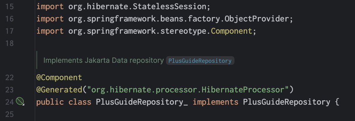 1ovthafew's tweet image. Just added some integration with Spring to Hibernate Data Repositories, making it quite easy to use Jakarta Data in Spring.