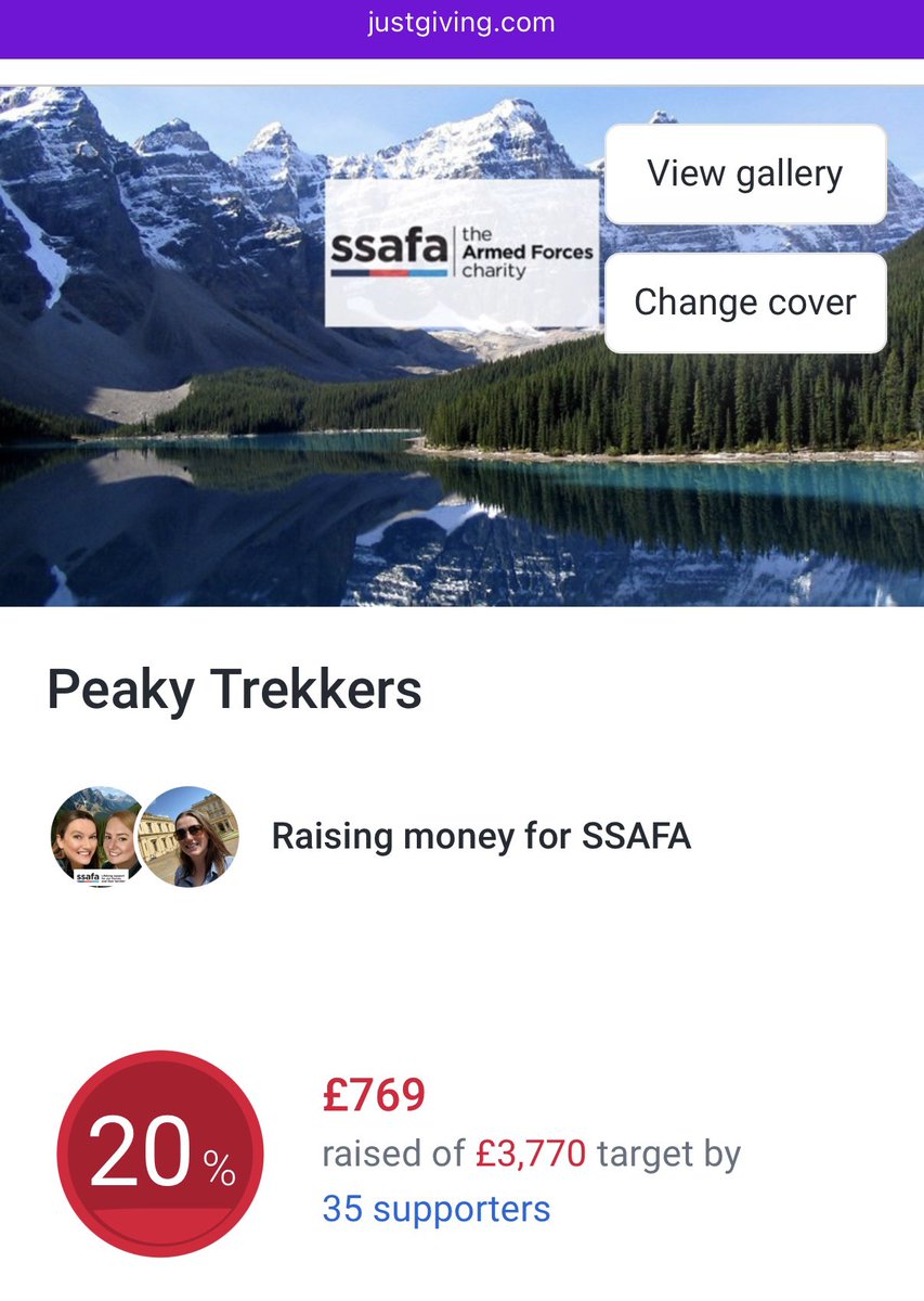 We’ve hit 20% of our target, for <a href="/SSAFA/">SSAFA</a>, in just over a week 🤩🙌🏼 12 days until <a href="/Loujay_uk84/">Mrs Yorke</a> and I travel ✈️🇨🇦🏔️🐻 Please give us a wee share &amp; support if you’re able to🤞🏼 xX

justgiving.com/team/peakytrek… 
💙❤️🩵