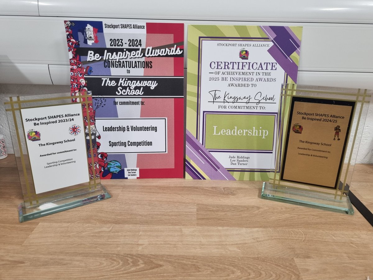 Thank you to our amazing Sports Leaders! The Kingsway School have been awarded with the 'Leadership &amp; Volunteering' from the Stockport SHAPES Alliance for the second year in a row! Well done Team Kingsway!!  👏 🎾🏏🏈🏉