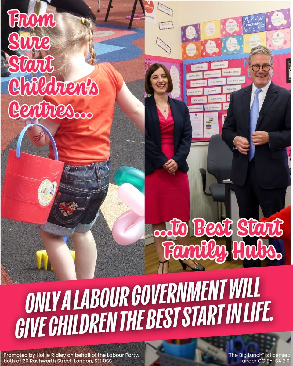 PutneyLabour's tweet image. One-stop shop family hubs will be rolled out across England to give parents advice and support.
The £500m investment will open up to 1,000 centres from April 2026 across every council in England.
Only a Labour government will give children the best start in life.