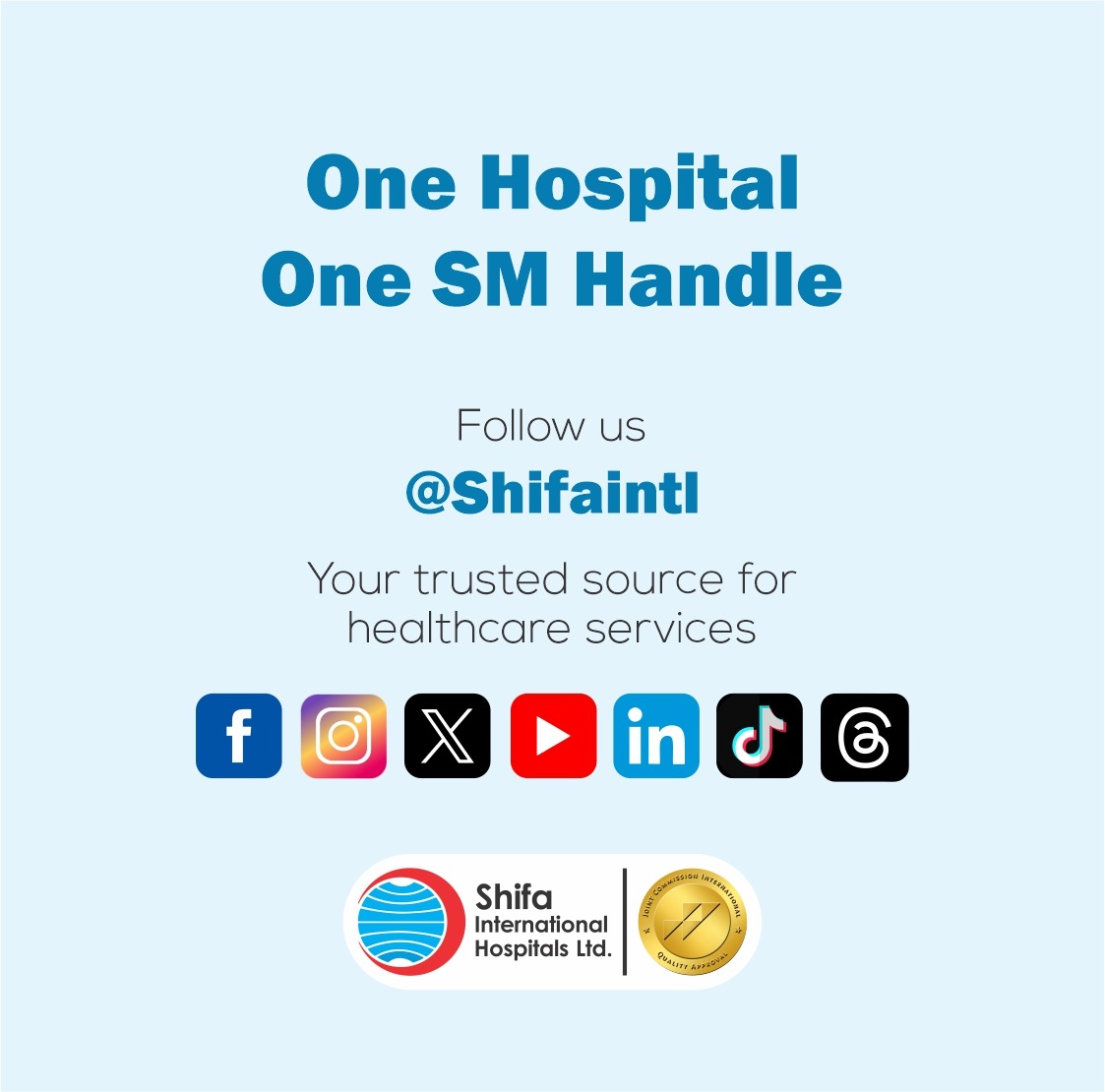 filesmart1's tweet image. Shoutout to Shifa International Hospitals for making healthcare accessible with their unified handle: @ShifaIntl 🩺🌐

#ShifaOnEveryPlatform #DigitalCare #OneClickCare