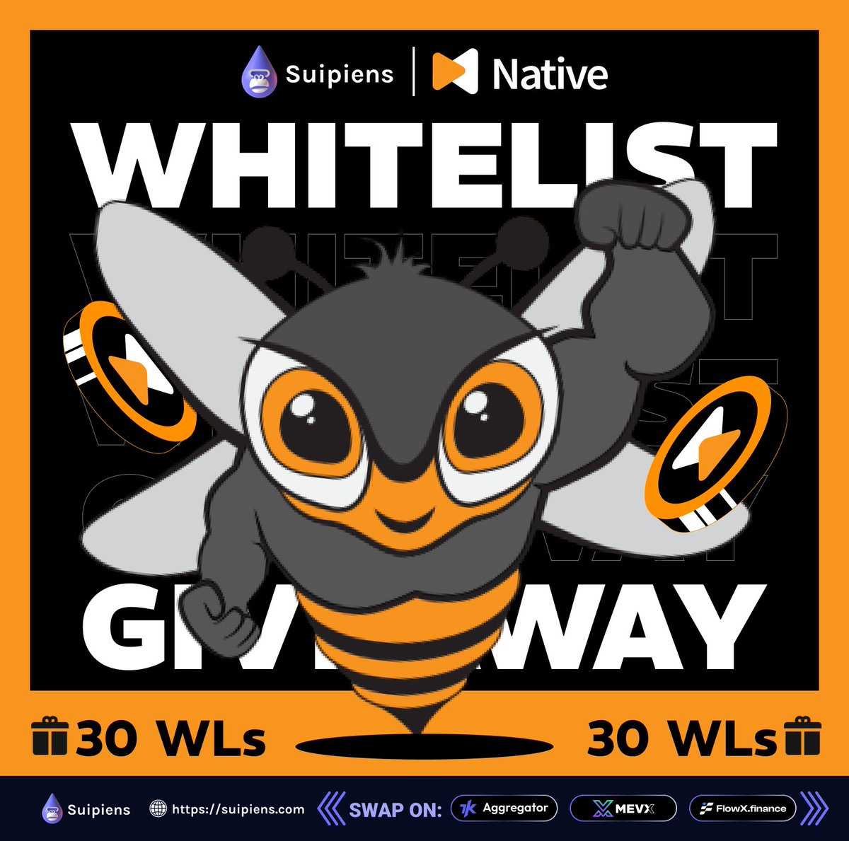 suipiens's tweet image. 🎁 WHITELIST GIVEAWAY 💰
@goNativeCC 🤝 @suipiens
How to join:
1⃣ Follow @goNativeCC & @suipiens.
2⃣ Like + Repost.
3⃣ Comment your Sui wallet address + Tag @GiveRep
⏳ 72H.
💰 30 WLs
Join Now! ☝️
#BTCfi #Sui #Suipiens