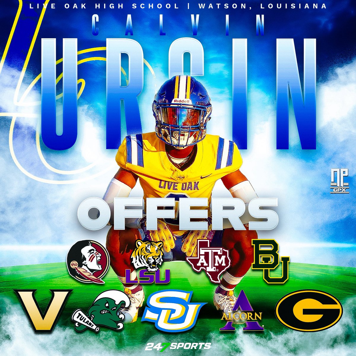 Calvin Ursin Jr. (<a href="/UrsinCalvin/">Calvin "Deuce" Ursin</a>), the class of 2028 wide receiver from Live Oak High School (Watson, LA), releases his current offer list.