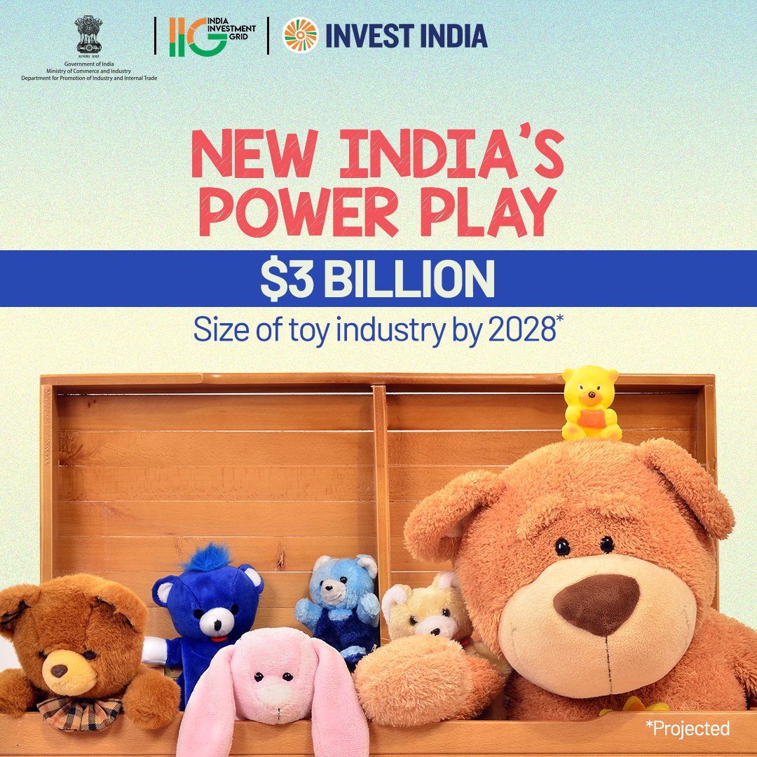 IIG_GoI's tweet image. #GrowWithIndia
#NewIndia’s #toyindustry is turning creativity into a global opportunity.🧸 Backed by rising consumer demand and high-quality products, the nation is strengthening its position as a global #toymanufacturing hub.
Explore more on #IIG at bit.ly/Home_IIG
