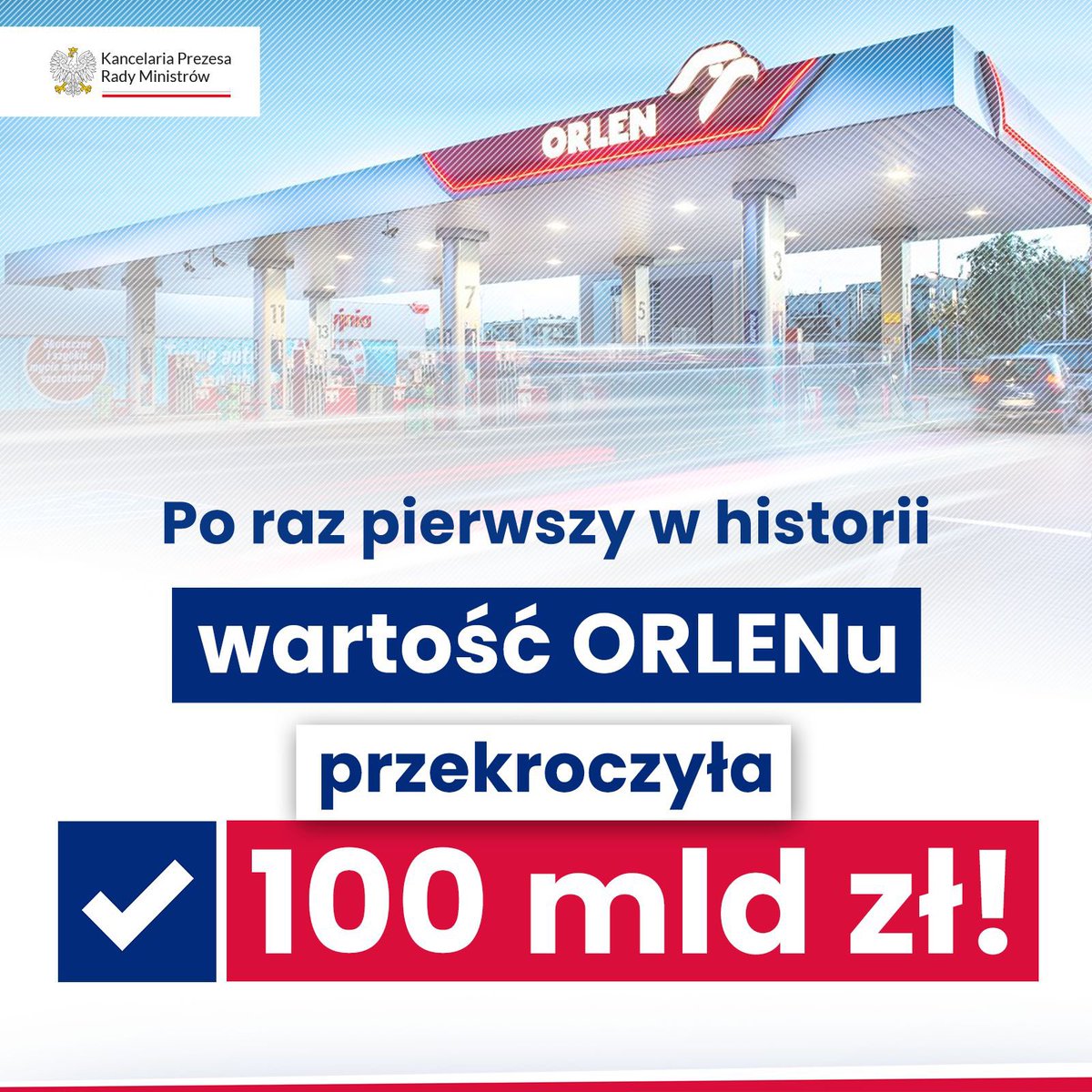📈 Po raz pierwszy w historii wartość ORLENU przekroczyła 100 miliardów złotych!

✅ To rekordowy wynik i dowód na siłę polskiej gospodarki 🇵🇱