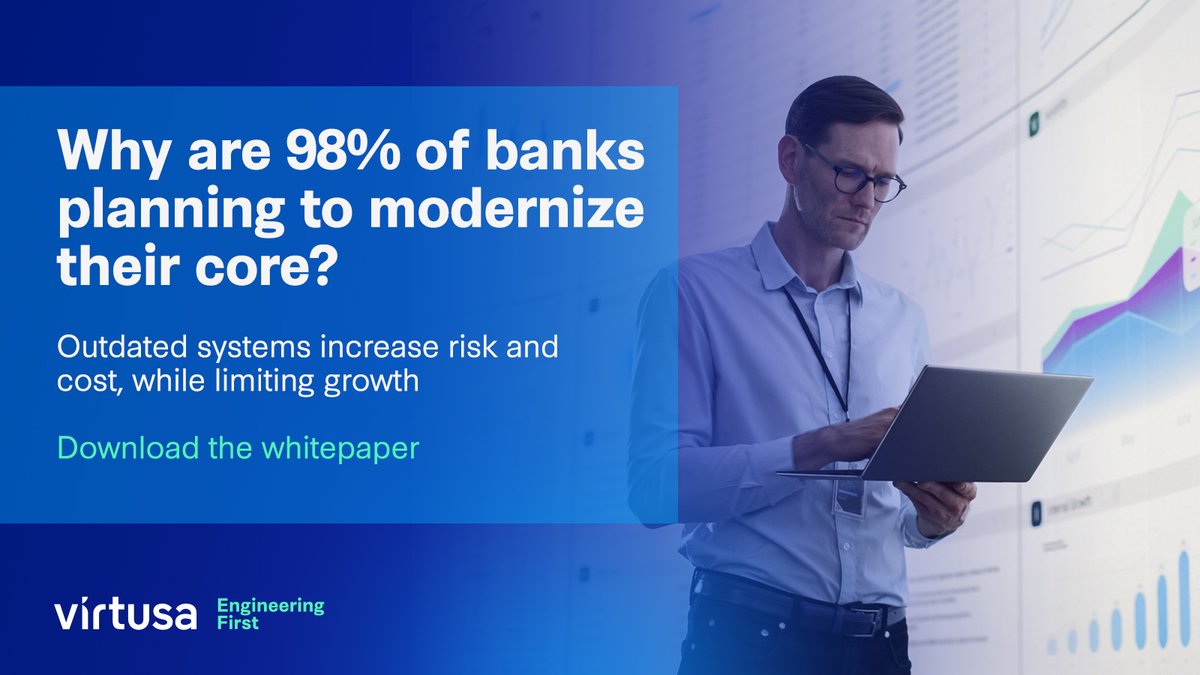 VirtusaCorp's tweet image. Legacy core systems are slowing banks down while fueling high costs, compliance risk, and customer churn. It&apos;s time to modernize for greater agility and resilience. See what&apos;s driving the shift: splr.io/6016S7ysA
#EngineeringFirst #Banking #CoreModernization