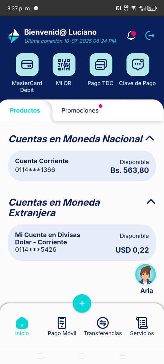 Bancaribe actualizo su aplicación se ve mejor los botones más grandes más organizado