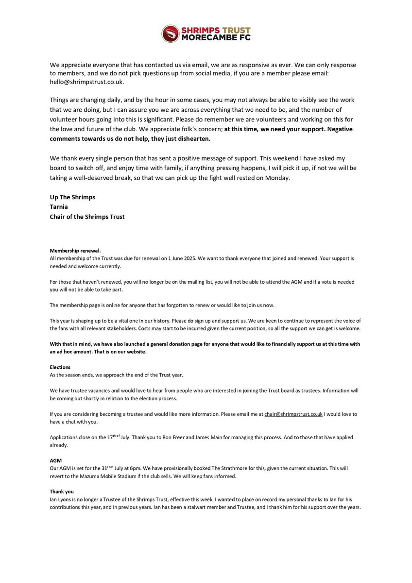 shrimpstrust's tweet image. Please see below this month&apos;s chair&apos;s update. The donation link mentioned can be found here: shrimpstrust.co.uk/donate/
