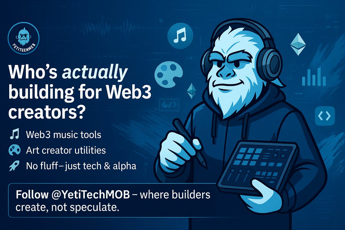 Who’s building real tools for Web3 music &amp; art?
<a href="/YetiTechMOB/">Yeti Tech</a> is.
Not just hype. Actual tech. Real drops.
Follow for alpha, tools, and next-gen creator networks.
🐧 Join the <a href="/BabyPenguClub/">Baby Pengu</a> now!
💰 Solana CA: 3kBEZJLh8oCFApS3vqkgun3V9ronYh1J8EKzrksT6VEb
#NFTs #Web3 #CryptoTools