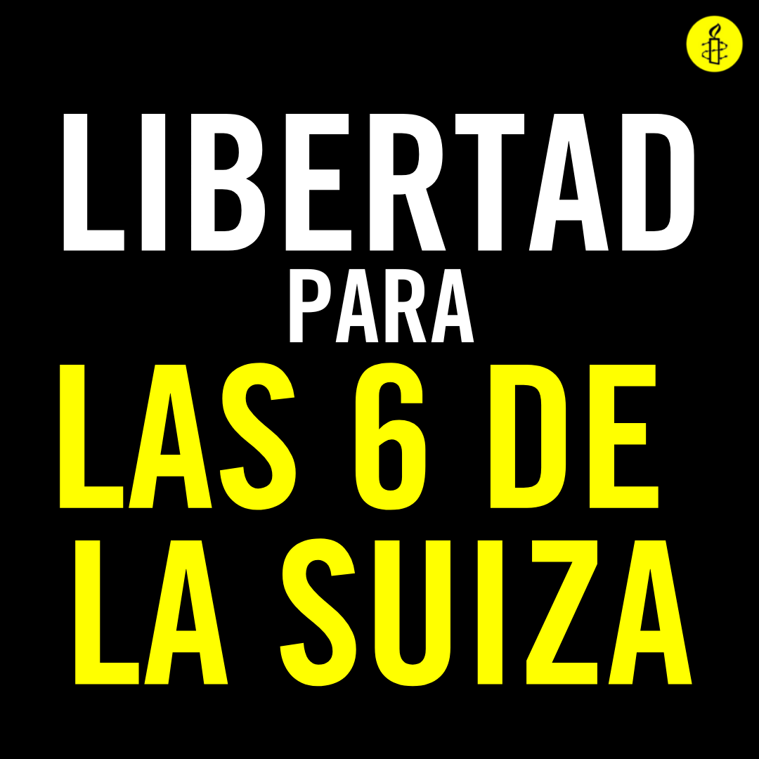 Amnistía Internacional España (@amnistiaespana) on Twitter photo Ayer entraron en prisión las #6deLaSuiza condenadas a 3 años y 6 meses. Denunciamos la injusticia del encarcelamiento de las 6 sindicalistas de la CNT que supone la vulneración de sus derechos a la libertad de reunión y expresión. Pedimos su libertad. <a href="/CNTsindicato/">CNT Sindicato</a> <a href="/6delaSuiza/">6 de la Suiza</a> Ayer entraron en prisión las #6deLaSuiza condenadas a 3 años y 6 meses. Denunciamos la injusticia del encarcelamiento de las 6 sindicalistas de la CNT que supone la vulneración de sus derechos a la libertad de reunión y expresión. Pedimos su libertad. <a href="/CNTsindicato/">CNT Sindicato</a> <a href="/6delaSuiza/">6 de la Suiza</a>