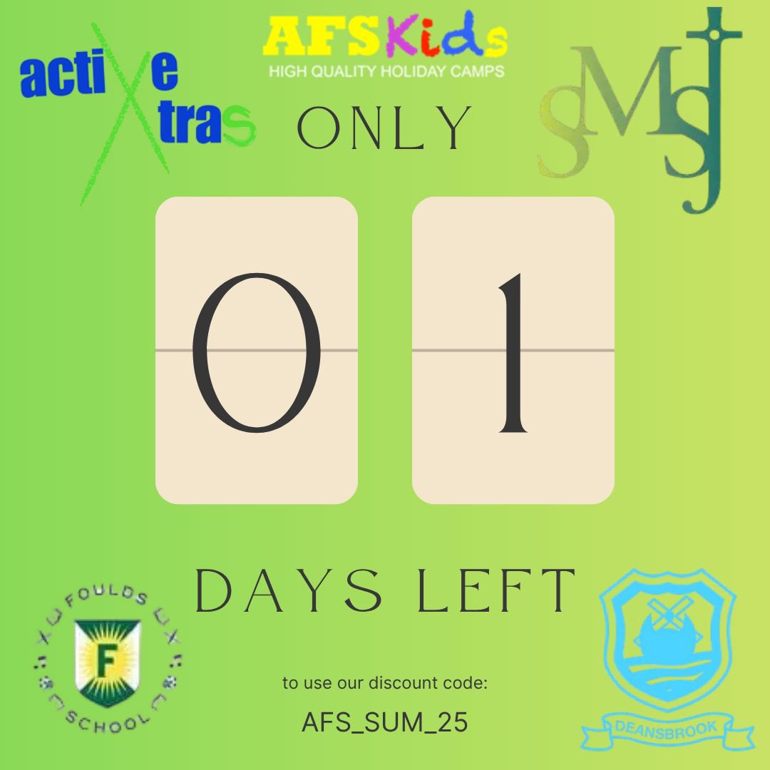 AFSCamps's tweet image. LAST CHANCE TO BOOK TODAY FOR 10% OFF YOUR @AFSCamps this SUMMER!! BOOK TODAY!!