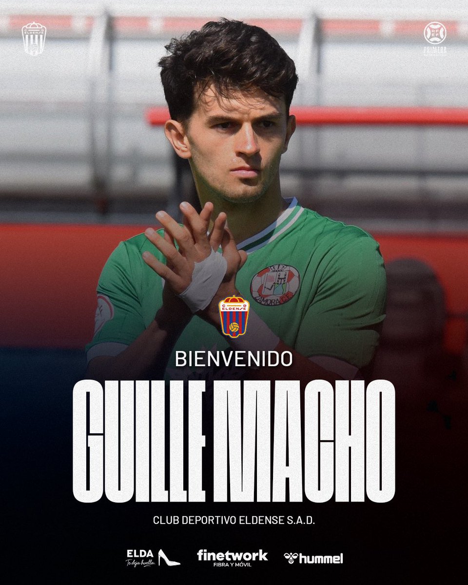 📯 𝗢𝗙𝗜𝗖𝗜𝗔𝗟 | Guille Macho, nuevo jugador del #CDEldense 🔵🔴

⚖️ Mediocentro versátil, intenso y táctico, con gran capacidad de recuperación y circulación. Energía y equilibrio para el mediocampo 🏟️

🏟️ ¡Bienvenido a Elda, <a href="/guillemmvcho/">Guillermo Macho</a>! 👏🏻😄

🔗 cdeldense.es/noticias/guill…