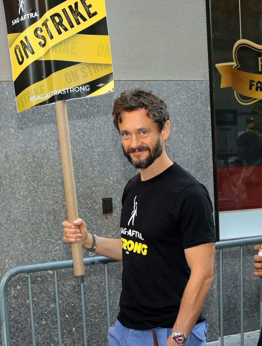 Qu4rterm4ster's tweet image. Since there’s an increase of people making ai photos of Hugh and Mads, I’d like to remind everyone that Hugh took part in the SAG-AFTRA strike. One of the goals of it was preventing the use of AI on movie sets!!