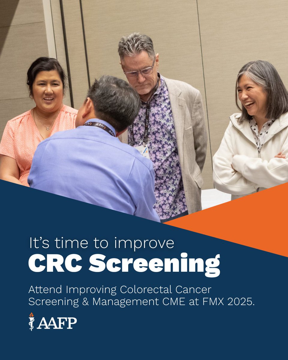 Did you know that colorectal cancer (CRC) is the third most common cancer in the United States? Even though it’s highly curable when detected early, screening rates remain low.

Join us at #AAFPFMX for Improving Colorectal Cancer Screening &amp; Management to learn the latest