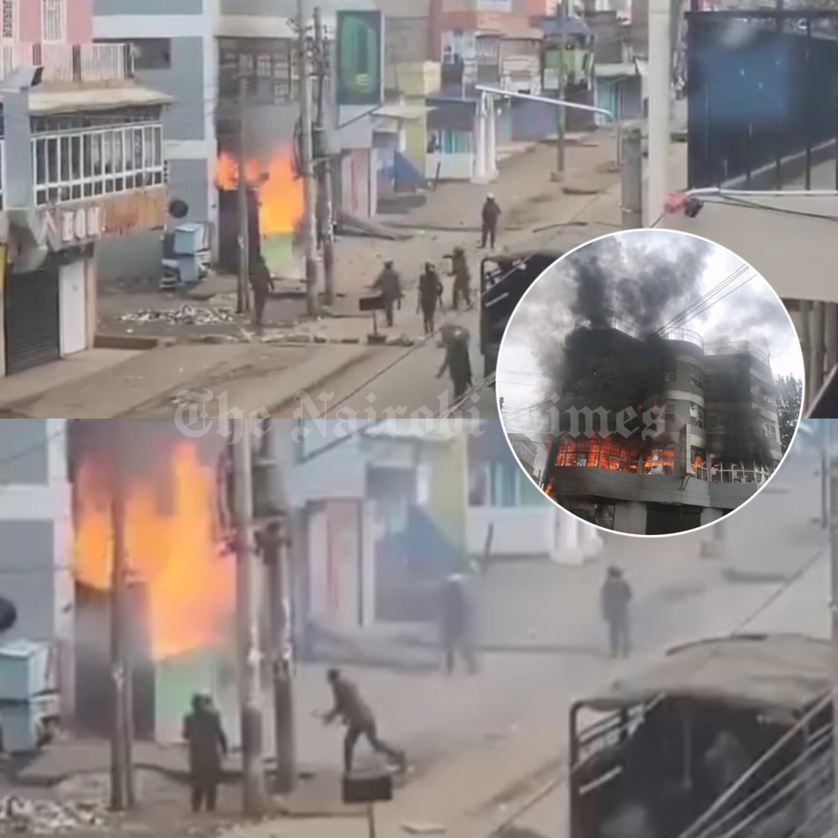 Shocking Video Shows Police Officers Hurling Stones, Smashing Glass at Magunas Supermarket in Meru, Allowing Fire to Spread Inside, Watch 👇