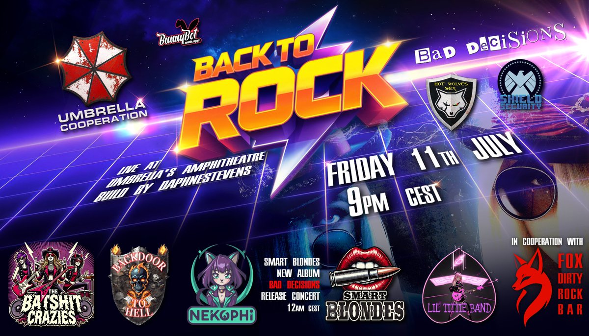 UMBRELLA COOPERATION (@3dxumbrellacoop) on Twitter photo UMBRELLA™ - BACK TO ROCK
Fuel your soul with riffs, rage, and rebellion
The louder it gets, the better it feels
this evening at 9 pm
<a href="/3dxUmbrellaCoop/">UMBRELLA COOPERATION</a>
<a href="/SHIELD_3dx/">SHIELD Organization</a> #Rock #HotWolvensSex <a href="/3dxchat/">3DXChat</a> #Bands #EROTIC #SEX #SmartBlondes UMBRELLA™ - BACK TO ROCK
Fuel your soul with riffs, rage, and rebellion
The louder it gets, the better it feels
this evening at 9 pm
<a href="/3dxUmbrellaCoop/">UMBRELLA COOPERATION</a>
<a href="/SHIELD_3dx/">SHIELD Organization</a> #Rock #HotWolvensSex <a href="/3dxchat/">3DXChat</a> #Bands #EROTIC #SEX #SmartBlondes