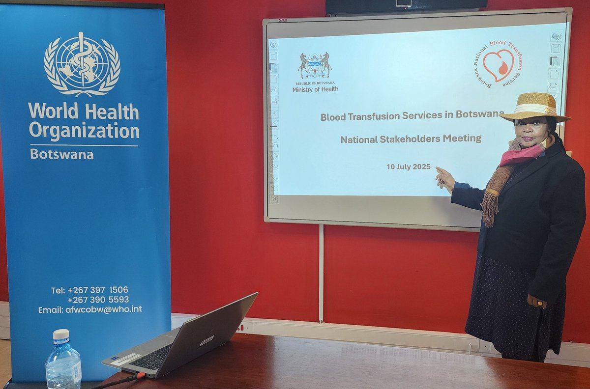 WHO Botswana (@whobotswana) on Twitter photo Yesterday, MoH & <a href="/WHO/">World Health Organization (WHO)</a> hosted a national stakeholder meeting at NBTS to strengthen 🇧🇼's blood transfusion system. Discussions focused on self-sufficiency, quality, & safety of blood products.
#SafeBloodForAll #BloodTransfusion #HealthPartnerships <a href="/WHO/">World Health Organization (WHO)</a> <a href="/WHOAFRO/">WHO African Region</a> Yesterday, MoH & <a href="/WHO/">World Health Organization (WHO)</a> hosted a national stakeholder meeting at NBTS to strengthen 🇧🇼's blood transfusion system. Discussions focused on self-sufficiency, quality, & safety of blood products.
#SafeBloodForAll #BloodTransfusion #HealthPartnerships <a href="/WHO/">World Health Organization (WHO)</a> <a href="/WHOAFRO/">WHO African Region</a>