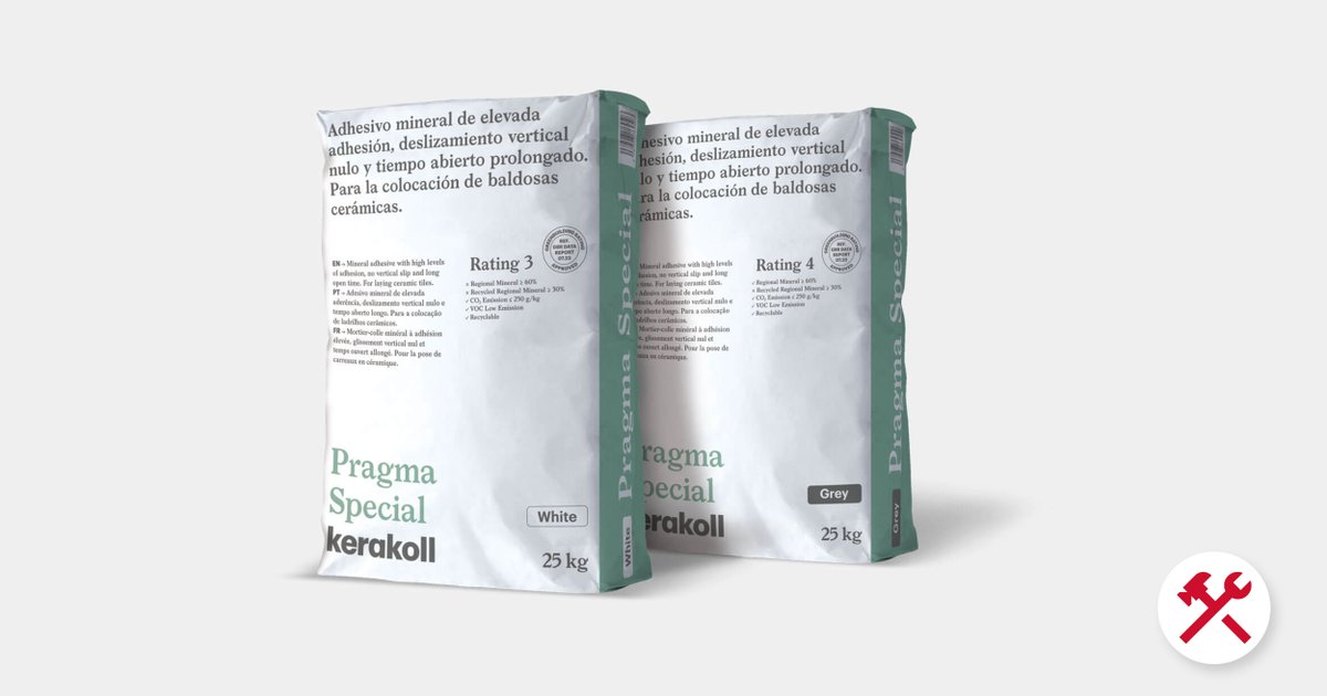 🔧 PRAGMA ESPECIAL de @kerakollofficial es el adhesivo mineral que no falla cuando el trabajo exige precisión. Alta #adherencia, sin #deslizamiento y con #tiempoabierto prolongado. Ideal para #baldosas absorbentes en #paredes y #suelos, interior/exterior. 📦 Gris o blanco, 25 kg.