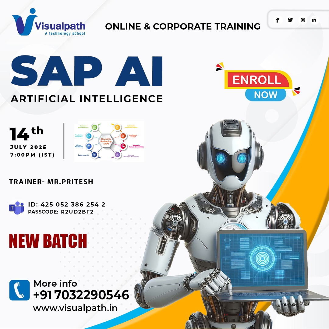 VisualpathPro's tweet image. 🎓 New Online Batch – SAP AI Training
 🗓️ Start Date: 14th July 2025 🕖 Time: 7:00 PM IST
🔗 Meeting Link: bit.ly/4nNOsz9
📌 Meeting ID: 425 052 386 2542 🔐 Passcode: r2UD2bf2 
📞 Call/WhatsApp: wa.me/c/917032290546 
🌐 Visit: visualpath.in/sap-artificial…
#SAPAI #clouds