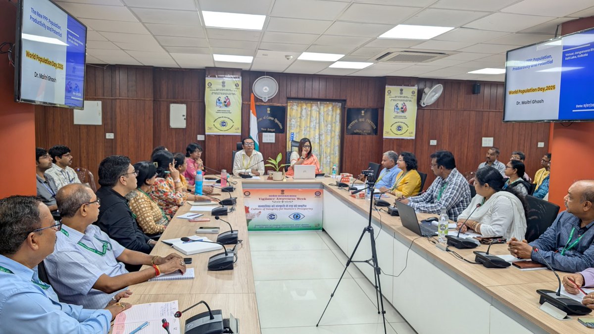 DCOWestBengal's tweet photo. DCO WB,A&amp;NI, Jharkhand &amp; Language Div.,ORGI celebrated World PopulationDay2025. Guest Lecturer Dr.Maitri Ghosh,Jt. Director, Public Instruction&amp;OSD, Higher Education Department,GoWB deliberated on "The New PPP:Population, Productivity&amp;Potential."
@Kaushic57077677
#CensusIndia2027 https://t.co/hAcQwjAnKs