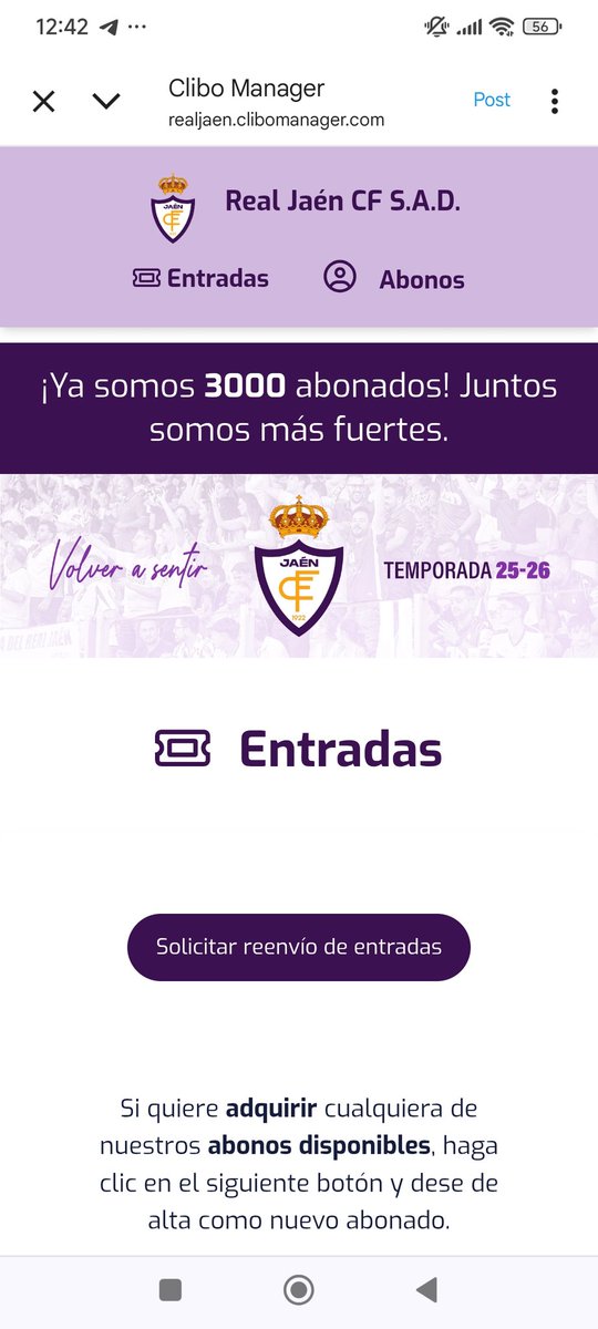 Oficialmente 3000 abonados en tan solo dos semanas,en la cuarta categoría del futbol español ,la afición del <a href="/RealJaenCF/">Real Jaén C.F.</a> somos de otro mundo ,y recién ascendidos.no te digo que lo superes ,solo igualalo si puedes .