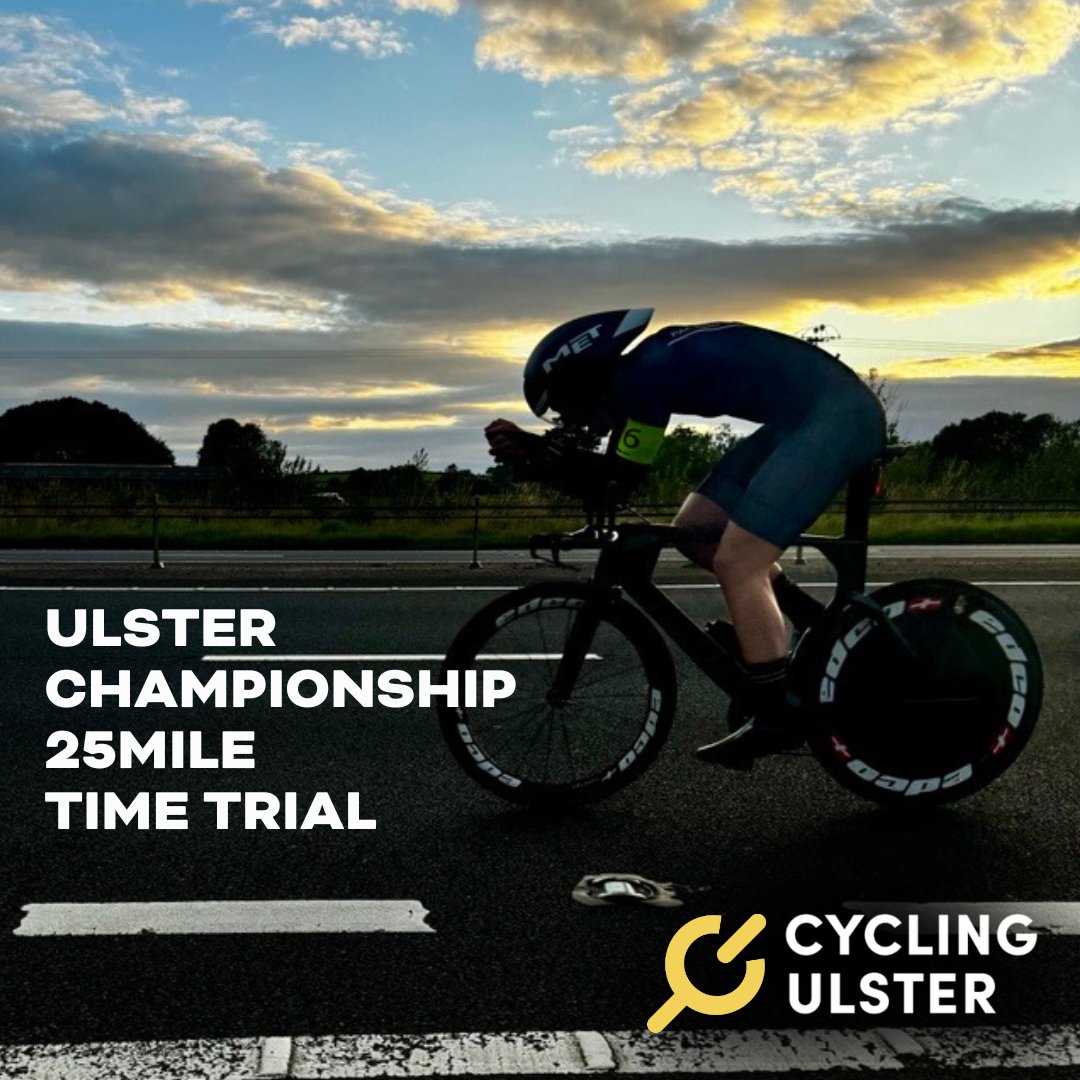 Before you get into this weekend's holiday mode, have you registered onto the Ulster Championship 25mile Time trial?

📷 Enter here: eventmaster.ie/event/2zePs2qc…
Entries close 9pm on Monday evening
📷 First rider off 7.01pm Tuesday 15 July
📷 Course: strava.app.link/YHwg97AlwUb