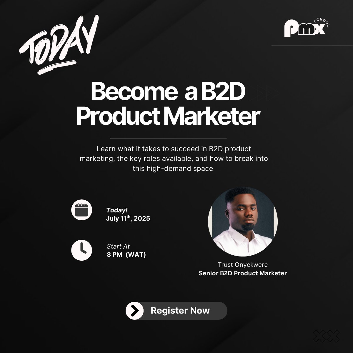 pmxschool's tweet image. PMXschool Webinar is Today!

Join us as we explore Careers in B2D Product Marketing, how to break into this fast-growing field, roles you can aim for, and the skills that set you apart.

⏰ Don’t miss it.

Register: us06web.zoom.us/meeting/regist…

#devrel #devmar