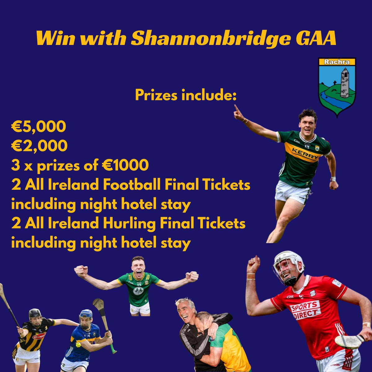 Jack Ryan (@jack1ryan_) on Twitter photo idonate.ie/raffle/Shannon…
All support is really appreciated. 100% of the money raised is going towards developing a fantastic local amenity for our young people and the wider community.
Draw is taking place this evening.
Be in with a chance of winning 👇:
Thanks 💙💛
<a href="/RachraGAA/">Shannonbridge GAA</a> idonate.ie/raffle/Shannon…
All support is really appreciated. 100% of the money raised is going towards developing a fantastic local amenity for our young people and the wider community.
Draw is taking place this evening.
Be in with a chance of winning 👇:
Thanks 💙💛
<a href="/RachraGAA/">Shannonbridge GAA</a>