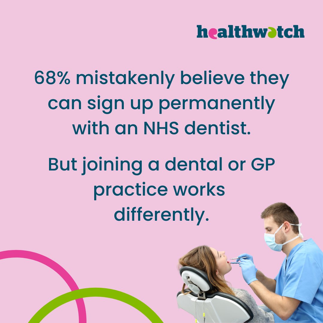 HealthwatchE's tweet image. Do you think signing up with your dentist works the same way as registering with your GP? If you said yes, you're not alone. Find out your rights to an NHS dentist in our helpful explainer - healthwatch.co.uk/advice-and-inf…