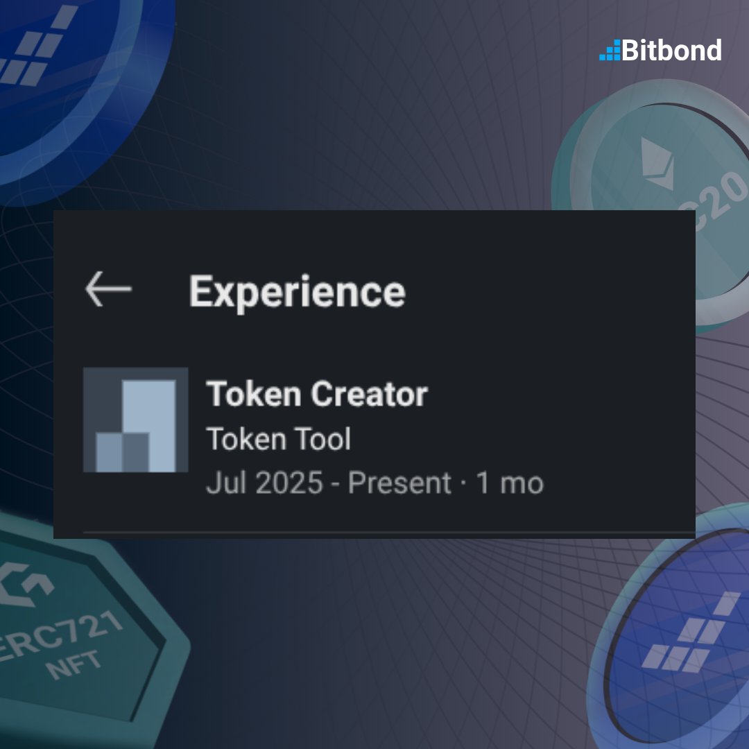Bitbond's tweet image. Created a token in 5 mins. Updated LinkedIn in 2.
Who needs a dev team when you’ve got Token Tool 💼💥