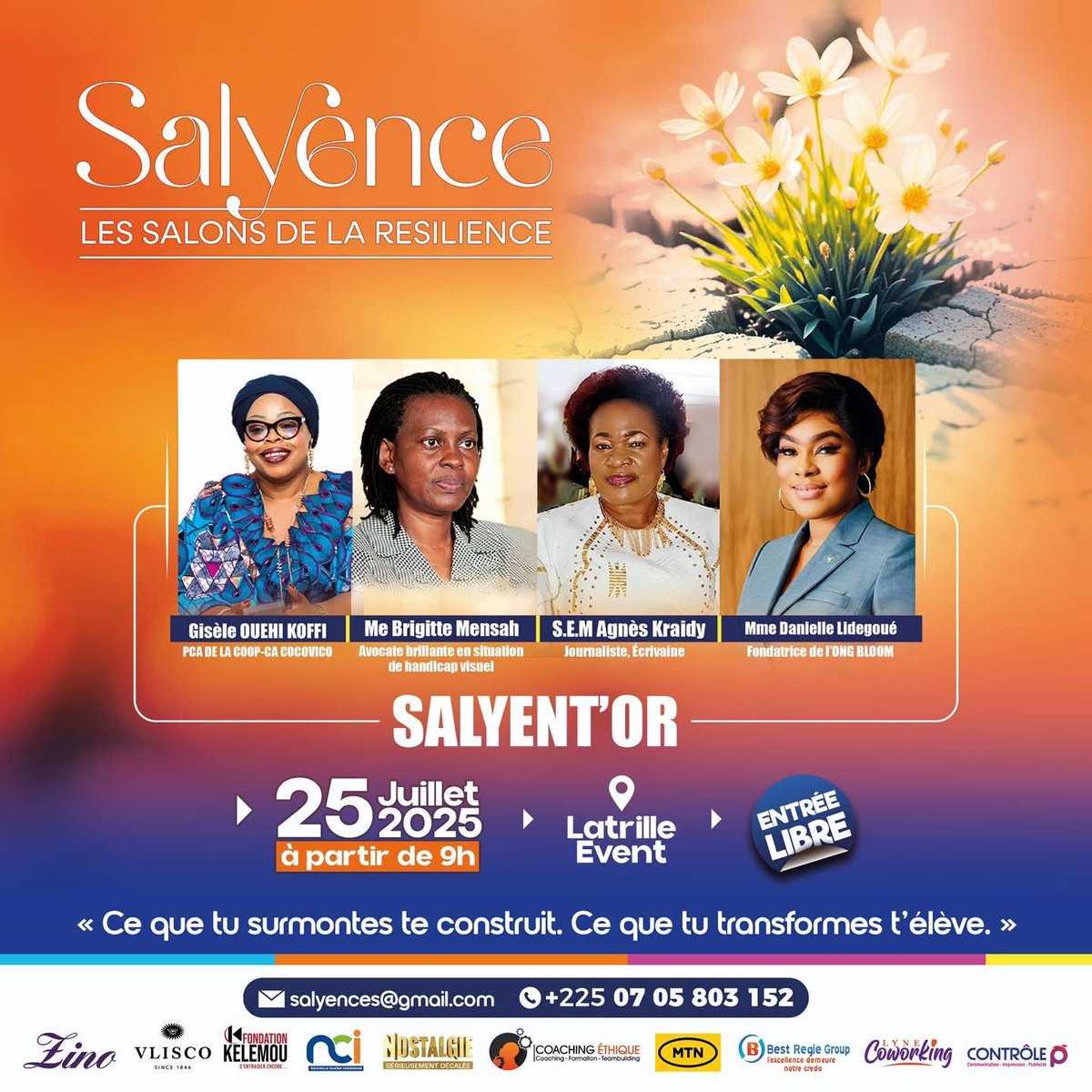 Et si ta douleur devenait ta puissance ?

C’est le thème du Salon de la Résilience — SALYENCE 2025.

 𝐋𝐞𝐬 𝐒𝐚𝐥𝐲𝐞𝐧𝐭’𝐎𝐫 𝟐𝟎𝟐𝟓 : 𝐞𝐥𝐥𝐞𝐬 𝐩𝐨𝐫𝐭𝐞𝐧𝐭 𝐥𝐚 𝐫𝐞́𝐬𝐢𝐥𝐢𝐞𝐧𝐜𝐞 𝐞𝐧 𝐡𝐞́𝐫𝐢𝐭𝐚𝐠𝐞

𝐄𝐥𝐥𝐞𝐬 𝐧𝐞 𝐯𝐢𝐞𝐧𝐧𝐞𝐧𝐭 𝐩𝐚𝐬 𝐩𝐨𝐮𝐫