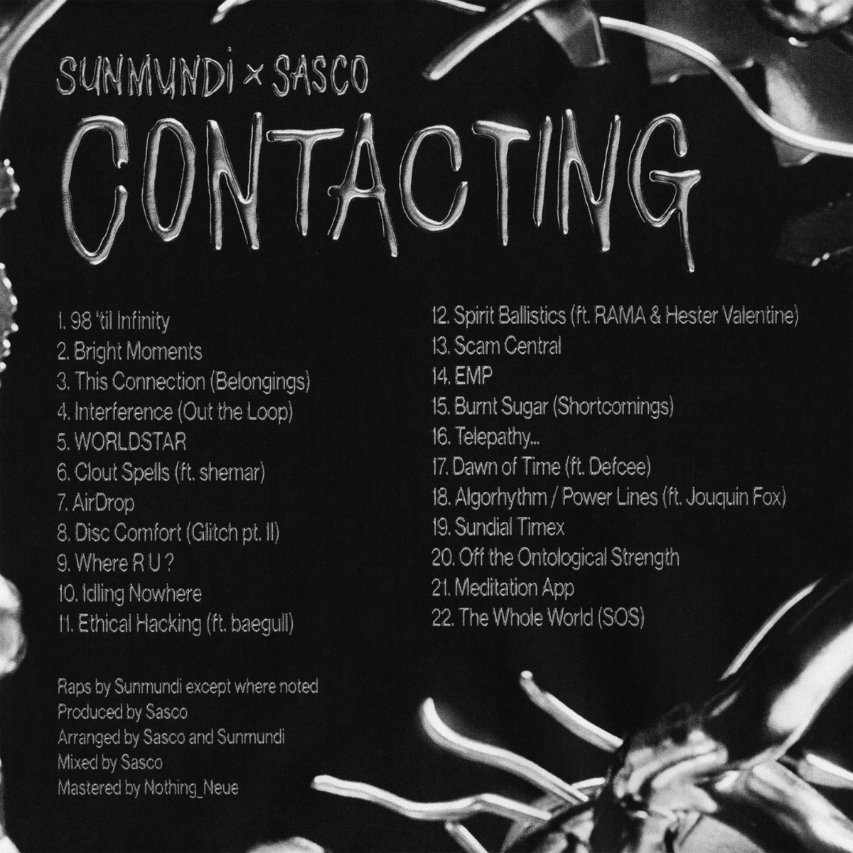 Sunmundi (@sunmundi) on Twitter photo “Contacting” out now 🪩
Produced by <a href="/sascomusic/">Contacting - 7/11 📲💿</a>
Arranged by Sasco and Sunmundi
Mixed by Sasco
Mastered by <a href="/Nothing_Neue/">OneForJaydee - available NOW🥁🍩</a>
Art by <a href="/kitasavi/">Kitasavi</a>
Featuring <a href="/shemar_aa/">shemar</a> <a href="/baegull1/">ʙᴀᴇɢᴜʟʟ (ƃuıɯoɔ ɥɔouǝ)</a> RAMA <a href="/hesterval646/">hester</a> <a href="/defcee/">OTHER BLUES OUT NOW</a> <a href="/jouquinfox/">V.B. Jouquin Fox</a>
sasco.bandcamp.com/album/contacti… “Contacting” out now 🪩
Produced by <a href="/sascomusic/">Contacting - 7/11 📲💿</a>
Arranged by Sasco and Sunmundi
Mixed by Sasco
Mastered by <a href="/Nothing_Neue/">OneForJaydee - available NOW🥁🍩</a>
Art by <a href="/kitasavi/">Kitasavi</a>
Featuring <a href="/shemar_aa/">shemar</a> <a href="/baegull1/">ʙᴀᴇɢᴜʟʟ (ƃuıɯoɔ ɥɔouǝ)</a> RAMA <a href="/hesterval646/">hester</a> <a href="/defcee/">OTHER BLUES OUT NOW</a> <a href="/jouquinfox/">V.B. Jouquin Fox</a>
sasco.bandcamp.com/album/contacti…