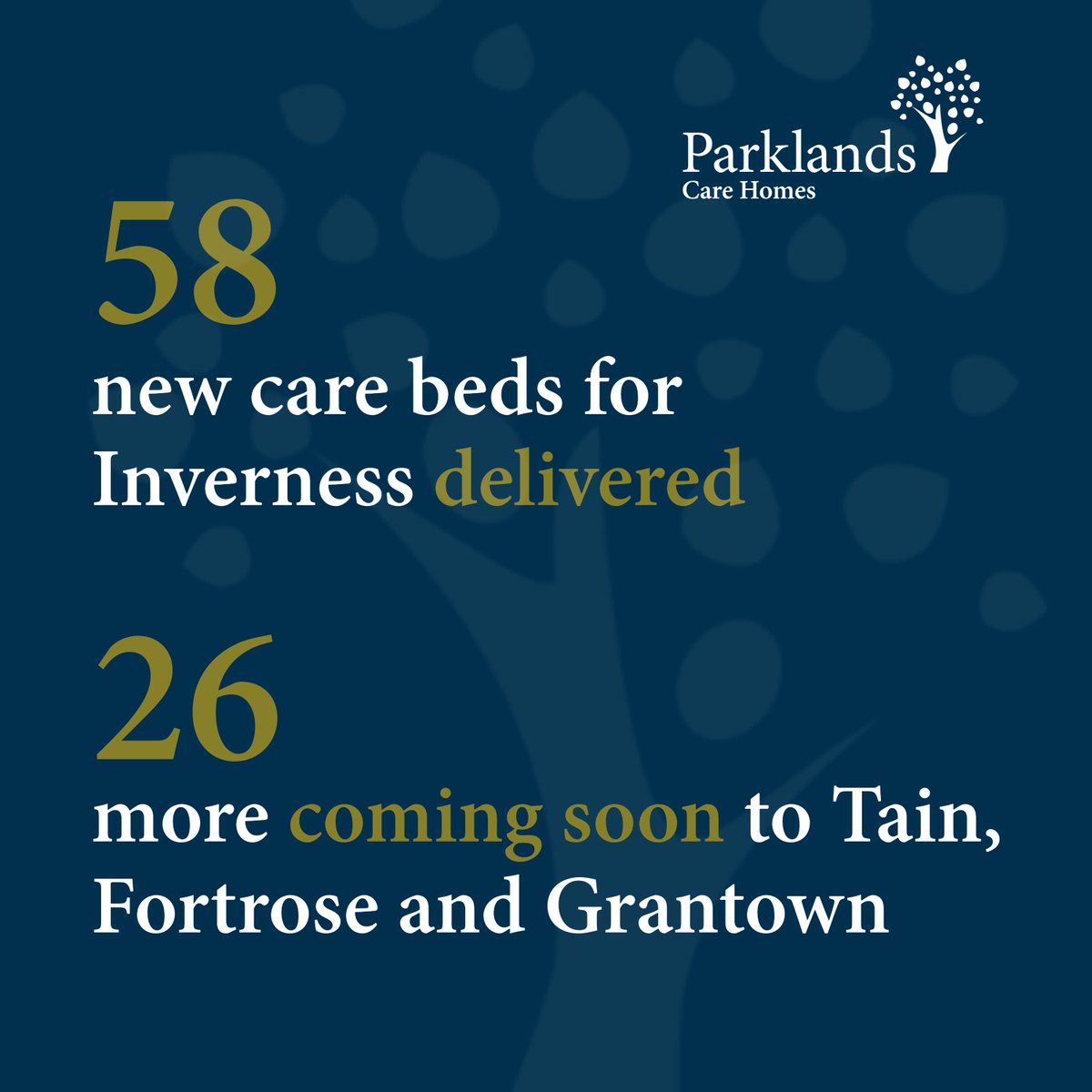Parklands has delivered 58 new beds in Inverness – but we’re not stopping there. We’re investing £4.5. million to create 26 new care spaces in Tain, Fortrose and Grantown, expanding access to high-quality care across the Highlands.