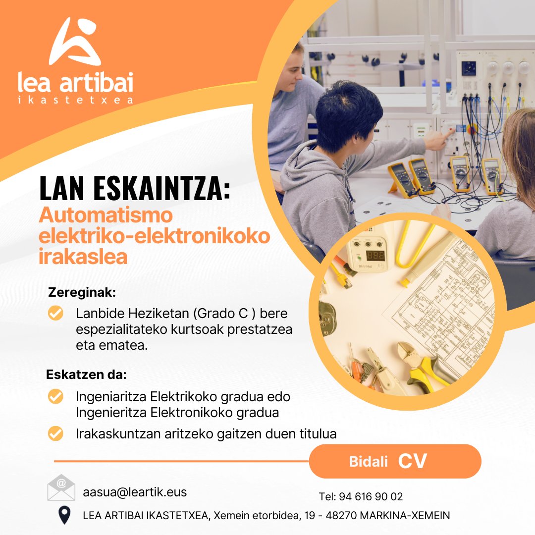 2025-26 ikasturterako, 𝗔𝘂𝘁𝗼𝗺𝗮𝘁𝗶𝘀𝗺𝗼 𝗲𝗹𝗲𝗸𝘁𝗿𝗶𝗸𝗼-𝗲𝗹𝗲𝗸𝘁𝗿𝗼𝗻𝗶𝗸𝗼𝗸𝗼 𝗶𝗿𝗮𝗸𝗮𝘀𝗹𝗲𝗮 beharko dugu.