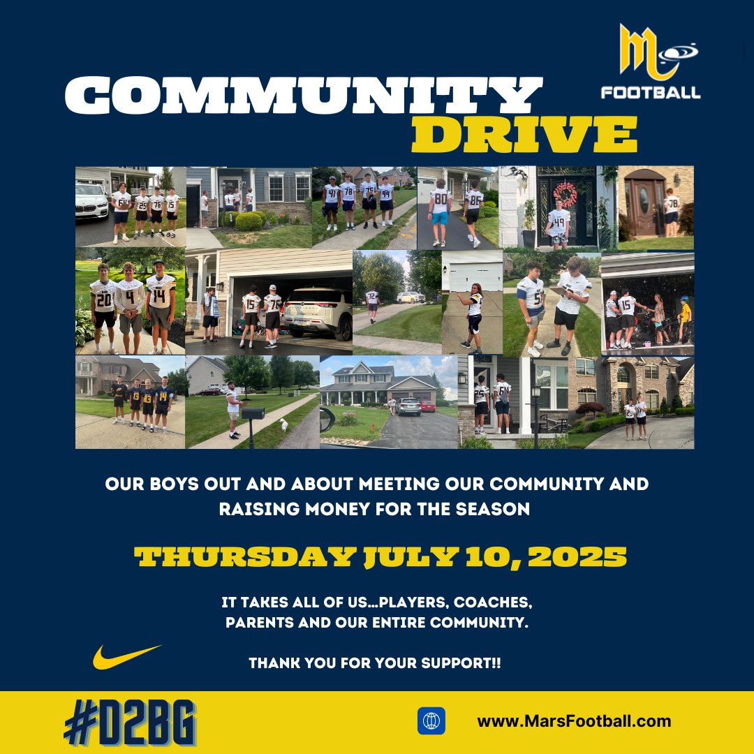 Thank You to the Mars Community for their AMAZING support during our Community Drive last night!!! 

We could not do it without you and we can’t wait to see you at the MAC this season. 💙💛

Please use link👇to help support our team
clover.com/pay-widgets/5a…

#D2BG 👽🏈💪
