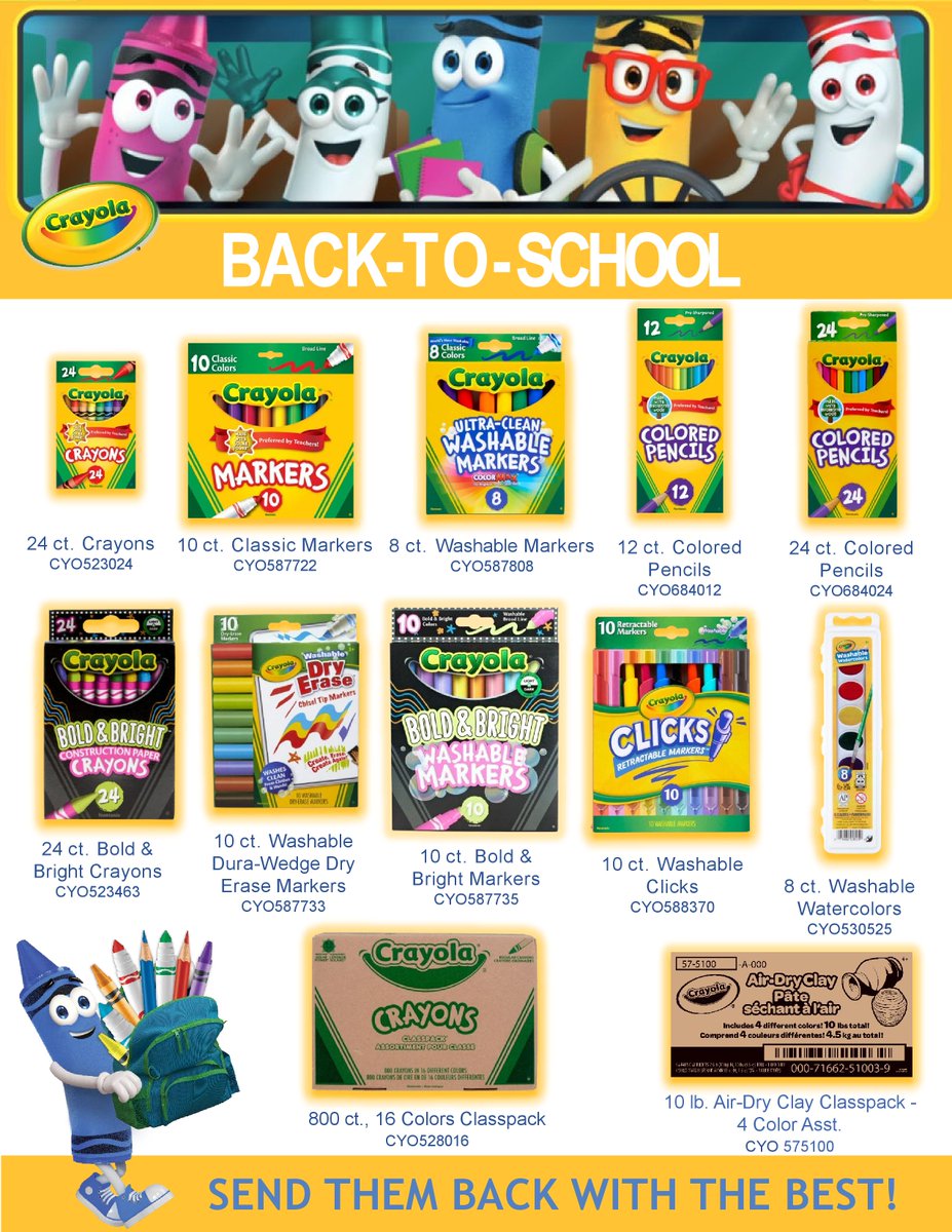 Crayola’s must-have back-to-school supplies: crayons, bold markers, and classroom-favorite classpacks that spark creativity from day one.

Richter Total Office is your #1 source for Crayola products and other classroom necessities!

shop.richteronline.com/richter/Search…