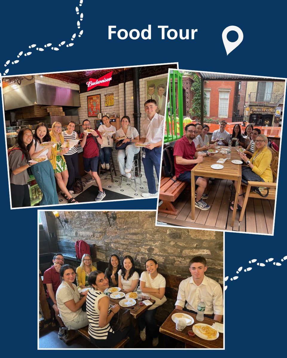 IFAC's tweet image. Exploring Greenwich Village one bite at a time! 🍕🍴 IFAC and IFEA summer interns, Ari, Jack, and Madeleine, enjoyed a delicious food tour filled with iconic eats and plenty of steps as we learned about the rich history of NYC’s Greenwich Village.