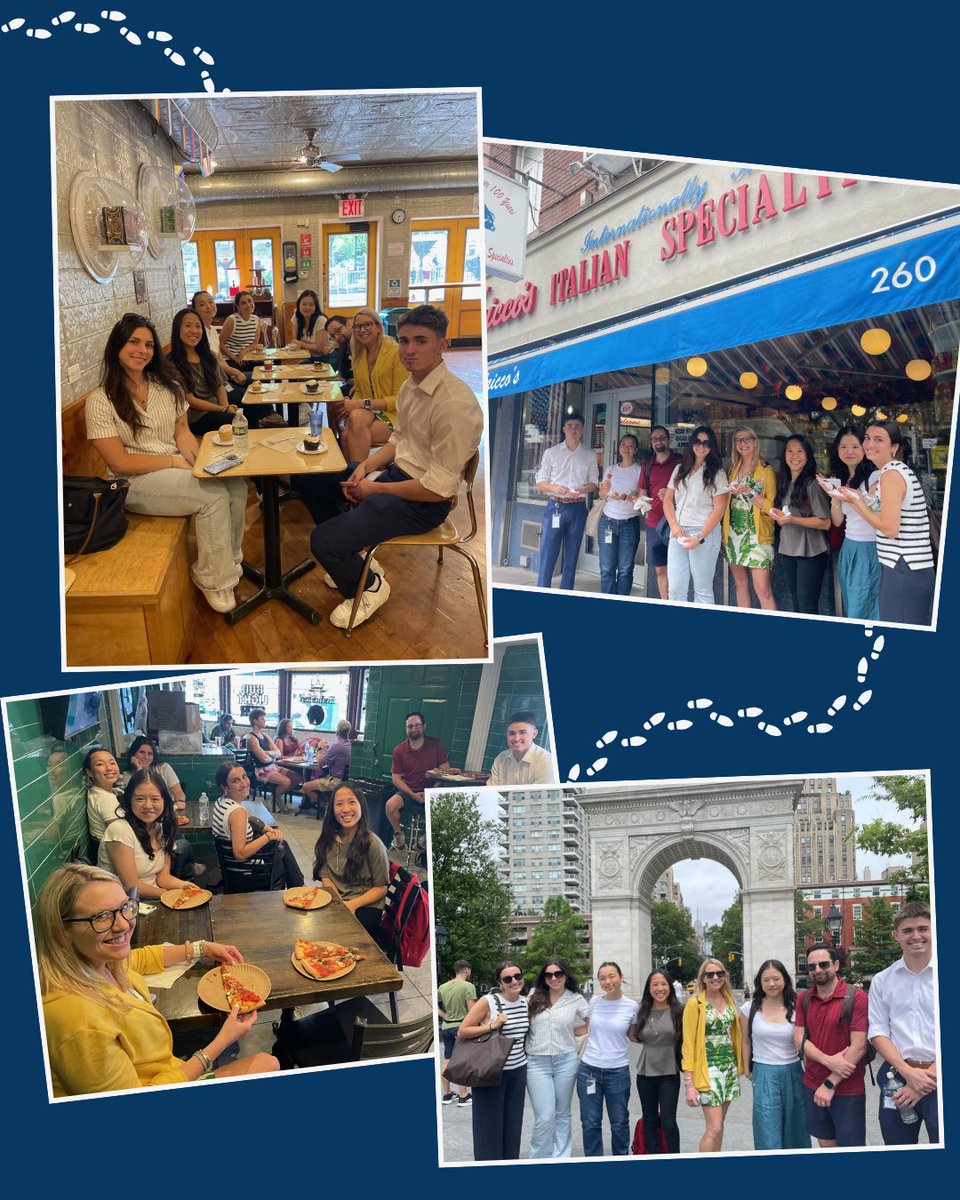 IFAC's tweet image. Exploring Greenwich Village one bite at a time! 🍕🍴 IFAC and IFEA summer interns, Ari, Jack, and Madeleine, enjoyed a delicious food tour filled with iconic eats and plenty of steps as we learned about the rich history of NYC’s Greenwich Village.