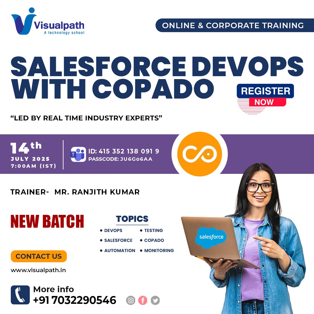 sivakrish800's tweet photo. 🔔 New Batch: Salesforce DevOps with Copado

📅 Start Date: 14th July 2025
🕖 Time: 7:00 AM IST
💻 Join link: https://t.co/HWRJtKAIik 
📍   Meeting ID: 415 352 138 091 9
🔓  Passcode: JU6Go6AA
📞 Call: +91 7032290546
🌐 Visit our Website: https://t.co/EQOEKWBWSV 

#education https://t.co/KS7MJwQeTA
