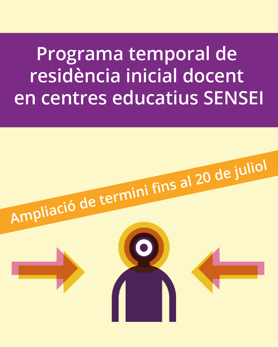 S'ha ampliat el termini per a la presentació de sol·licituds pel programa temporal de residència inicial docent en centres educatius Sensei. Entreu a l'enllaç!

📅 Fins al 20 de juliol

🔗 xtec.gencat.cat/ca/formacio/pr…

#AlsCentres