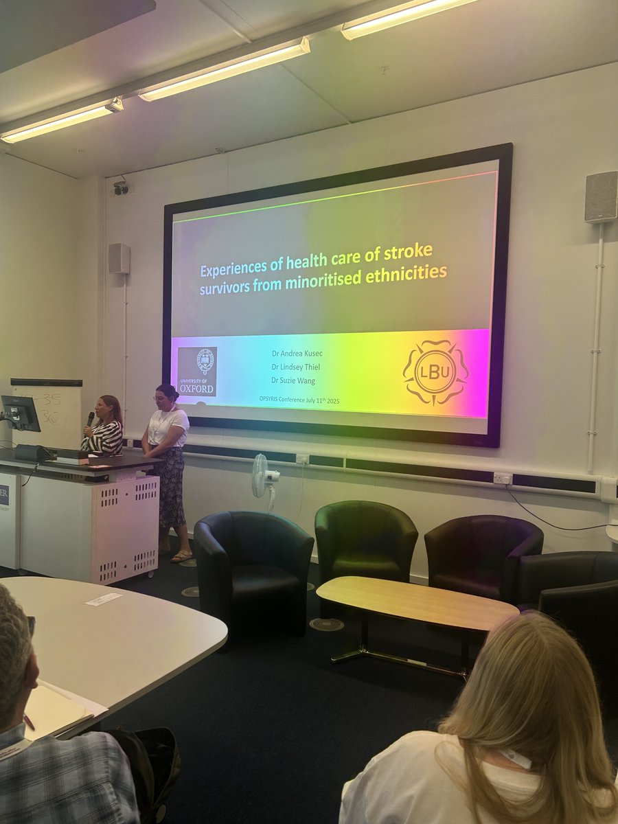 OPSYRIS1's tweet image. Thank you to Andrea Kusec and Lindsey Thiel for a powerful and important talk on the experiences of stroke survivors and carers from minoritised ethnicities in the UK healthcare system. Vital insights that push us all toward more equitable care 💬🧠❤️ #OPSYRIS2025