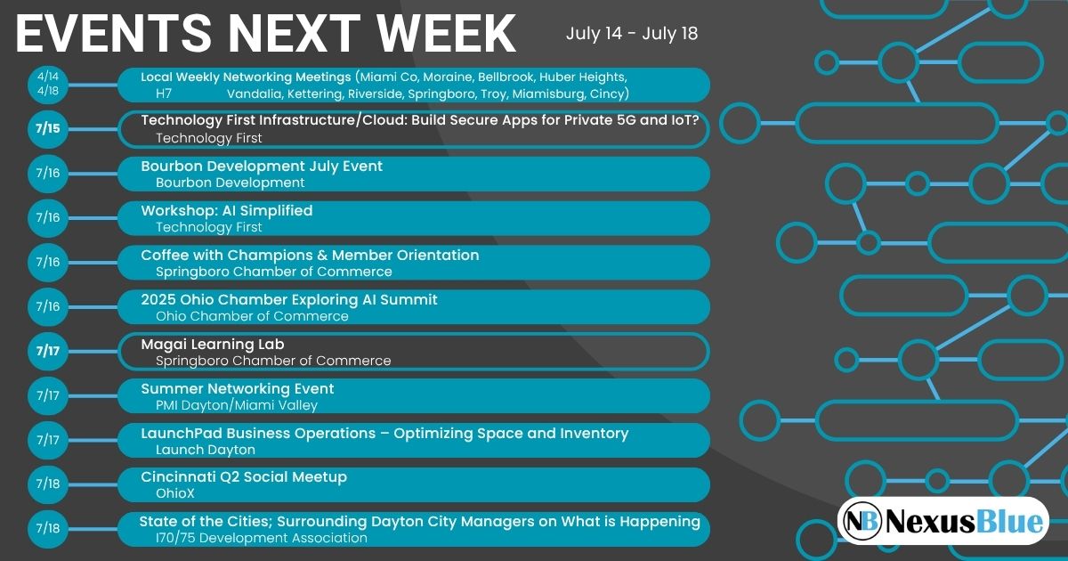 x_nexusblue's tweet image. Big growth starts with simple conversations. Which event will spark your next opportunity?

#SummerNetworking #BusinessGrowth #TechEvents #LeadershipDevelopment #DaytonOhio #NexusBlue