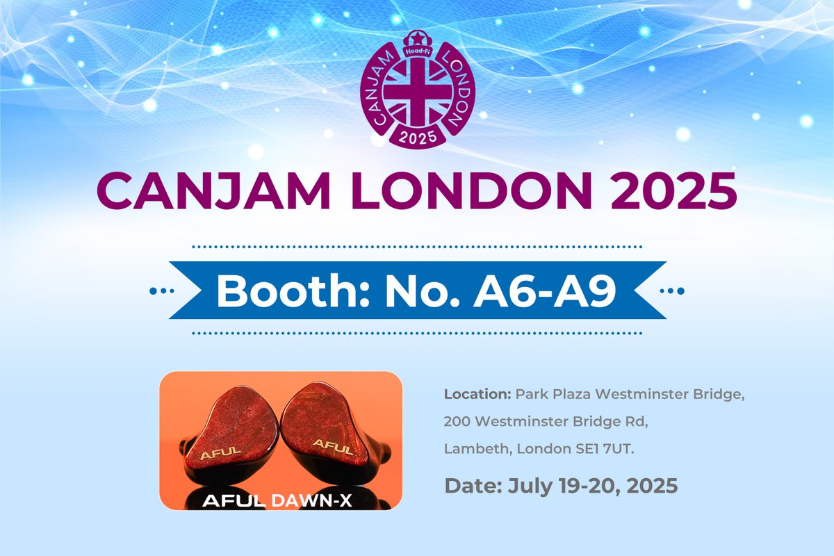Canjam London 2025！AFUL DAWN-Xが帰ってきた！

📍ブース A6-A9 | 7月19日〜20日
🏨パークプラザ ウェストミンスター ブリッジ

🎁デモ試聴いただいた皆さまに限定プレゼント！🫡
👀ぜひ遊びに来て、耳に最高のパーティーを🎶

#AFUL #DAWNX  #CanJamLondon #オーディオ #フラッグシップ