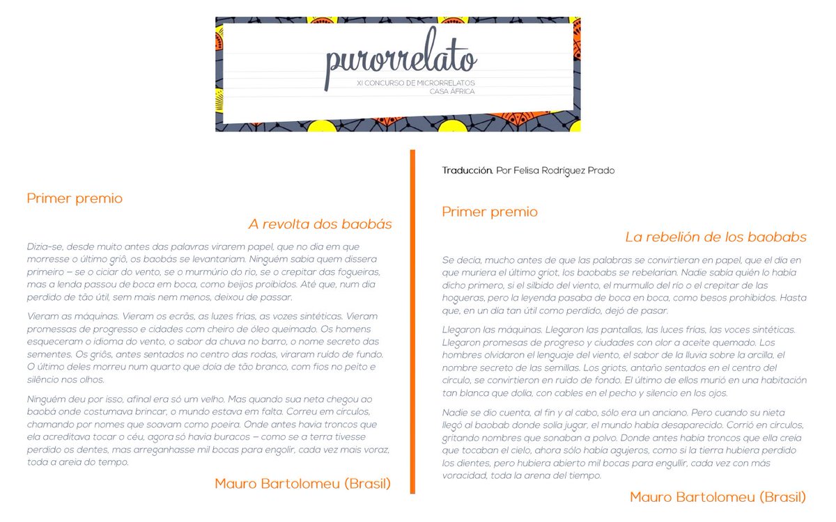 🏆¡¡Ya tenemos ganadores de Purorrelato 2025!!
🌍Se reparten los premios entre Portugal y Brasil
😍Enhorabuena a los ganadores y muchísimas gracias a todos por participar
📍Nos vemos en la edición 2026
👉Lee las obras aquí>> goo.su/qveUO