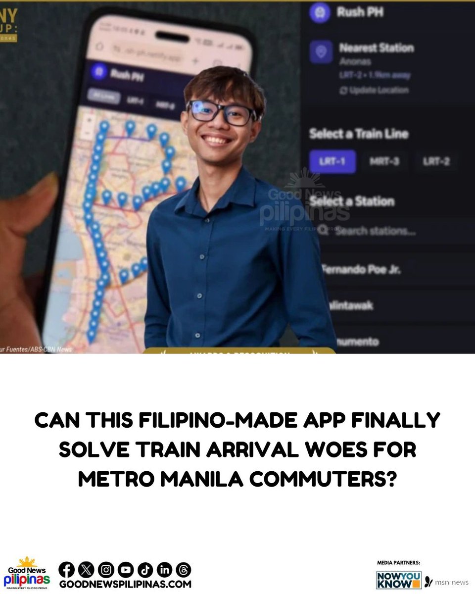Metro Manila commuters now have a Filipino-developed solution to train delays with Rush PH, a web app that estimates LRT and MRT arrival times through crowdsourced reports.

Full story: goodnewspilipinas.com/can-this-filip…