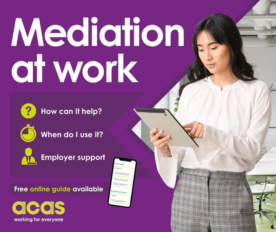 Are you unsure of how to go about resolving a dispute in your workplace? An independent third party could help offer a resolution before it escalates. More information here: acas.org.uk/mediation