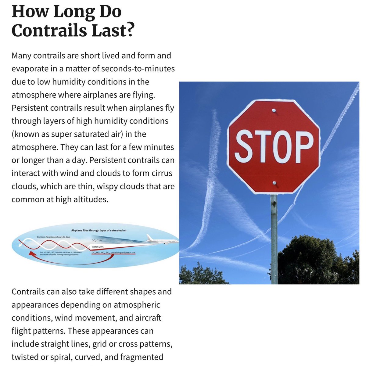 My thoughts on Information on Contrails from Aircraft: 

BULL 💩 💩 💩 💩! Take it back to the drafting room and REDO!